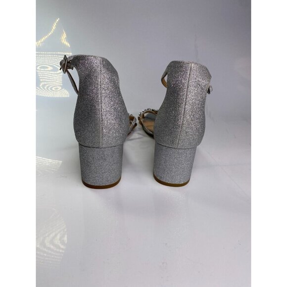 Jewel Badgley Mischka Women's Giona Embellished Evening Silver Sandal Sz 11w - Picture 7 of 9